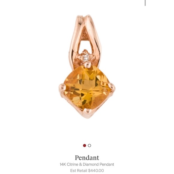 Brand New $440 Diamond-Accented Rose Gold Citrine Pendant